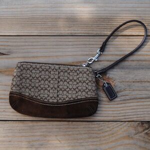 Coach Brown Signature Wristlet